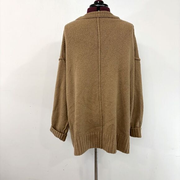 Free People M Desert Camel Tan Brookside Oversized Tunic Comfy Sweater Slouchy - Picture 6 of 11